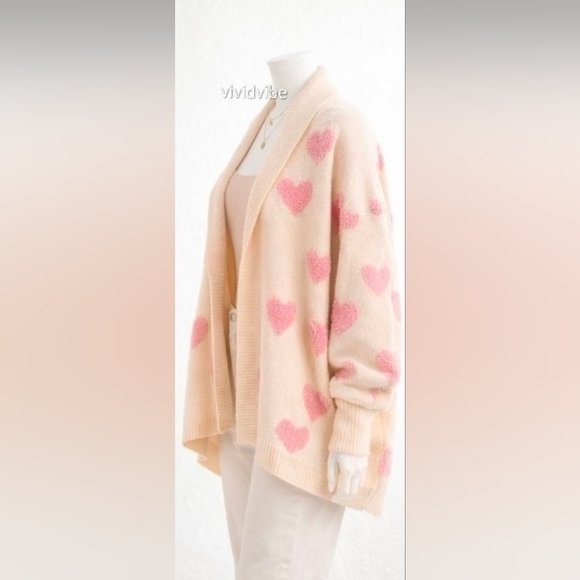 Anthroplogie X Textured Heart Knit Open Front Soft Luxe Cardigan Size Os NIP$240 - Picture 10 of 15